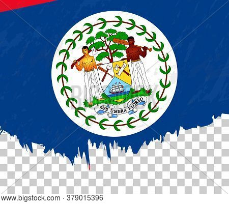 Grunge-style Flag Of Belize On A Transparent Background. Vector Textured Flag Of Belize For Vertical
