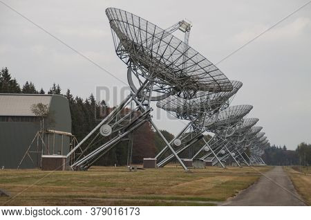 Radio Telescopes Near The Village Of Westerbork, The Netherlands.