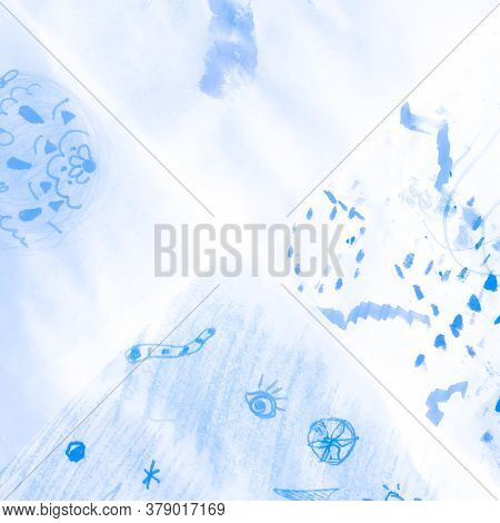 Sky Artistic Pattern. Marine Indigo Patchwork. Damask Jeans Sea Print. Space Blue Shibori Print. Col