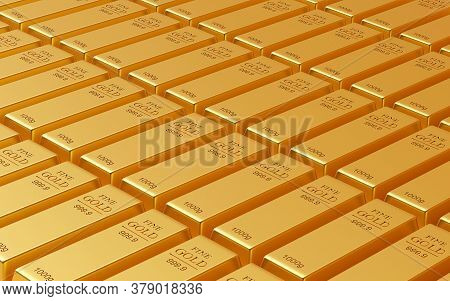 Gold Bar With Arrow Rise Up, Banner Background With Copy Space, 3d Rendering