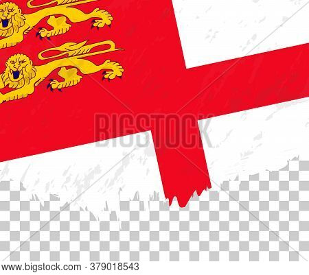 Grunge-style Flag Of Sark On A Transparent Background. Vector Textured Flag Of Sark For Vertical Des