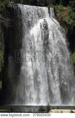 Isola Del Liri, Italy - July 22, 2017: View Of The Waterfall In The River Town Of Isola Del Liri