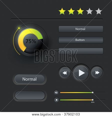 A felhasználói felület elemei: gombok, switch, ki a játékos, Audio, Video,