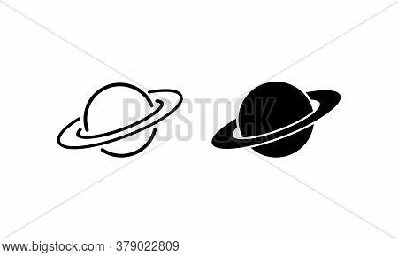Planets Icon Set. Saturn Rings. Solar System Concept. Vector On Isolated White Background. Eps 10