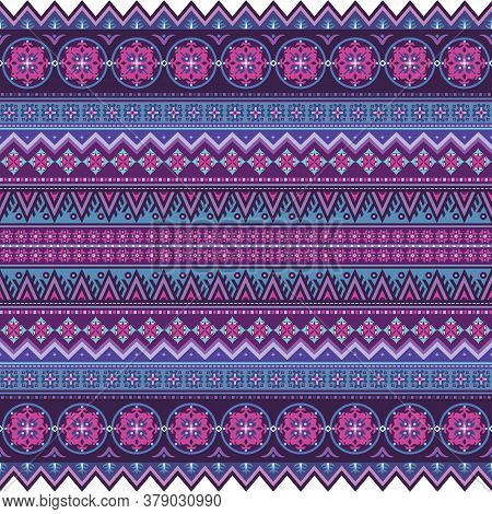 Abstract Ethnic Stripe Seamless Pattern, Ornamental Vector Vintage Background