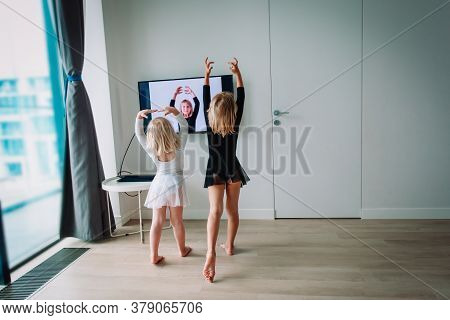 Ballet Or Gymastics Lesson Online. Remote Learning For Kids.