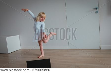Ballet Or Gymastics Lesson Online. Remote Learning For Kids.