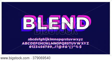 Font Style Flat 3d Style Pink And Purple Color Design Template Vector