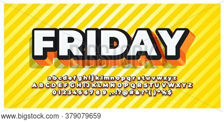 Modern 3d White And Orange Font Style Design Templates