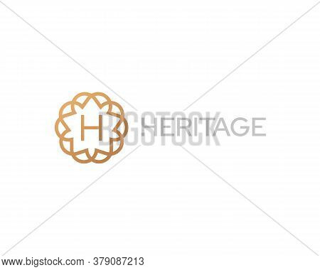 Premium Letter H Logotype. Elegant Floral Frame With Letter Icon Logo. Alphabet Symbol Mark