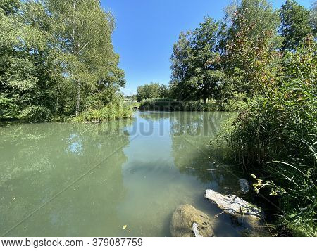 A Summer Landscape With Trees Along Small Lakes Or Ponds Along The Glatt River - Zürich (zuerich Or 