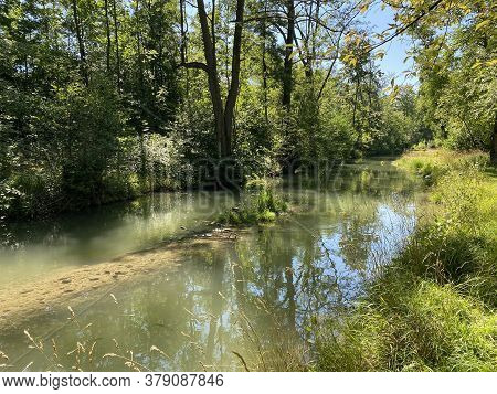 A Summer Landscape With Trees Along Small Lakes Or Ponds Along The Glatt River - Zürich (zuerich Or 