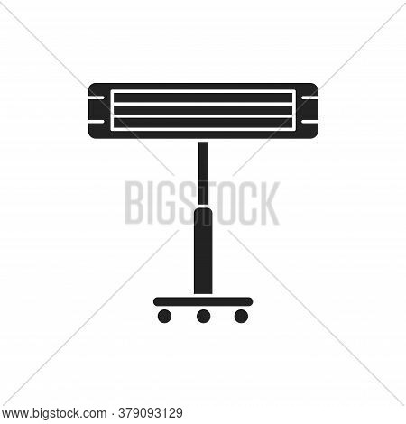 Infrared Heater Black Glyph Icon. Heats The Room, Standing On A Metal Stick. Pictogram For Web Page,