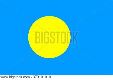 National Flag Of The Palau. The Main Symbol Of An Independent Country. An Attribute Of The Large Siz