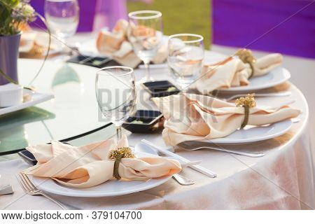 Gorgeous Wedding Chair And Table Setting For Fine Dining At Outdoors
