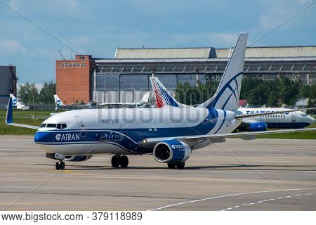 July 2, 2019, Moscow, Russia. Airplane Boeing 737-800f Atran - Aviatrans Cargo Airlines At Vnukovo A