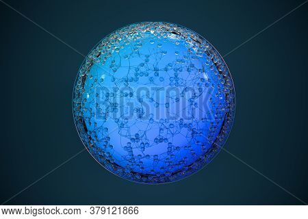 Blue Biology Grid With Connect Constrains, 3D Rendering.