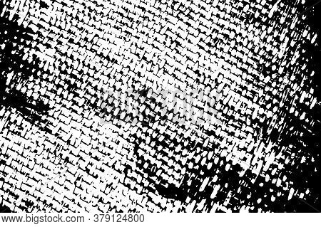 Rustic Woven Fabric Black Vector Texture On Transparent Background. Woven Monochrome Ornament. Natur