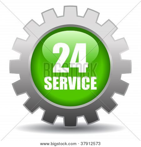 24 timmars service vektor icon
