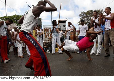 Salvador, Bahia / Brazil - July 2, 2013: Capoeiristas Are Seen During A Presentation At The Bahia In