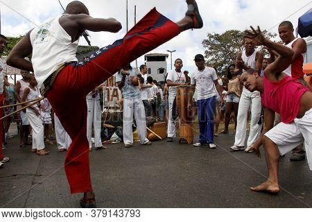 Salvador, Bahia / Brazil - July 2, 2013: Capoeiristas Are Seen During A Presentation At The Bahia In