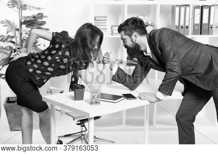 Worthy Rival. Underestimate Forces. Equal Rights. Feminism Concept. Business Competition. Business L