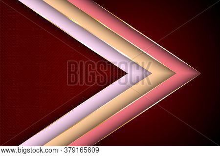 Polygonal Arrow With Gold Triangle Edge Lines Banner Vector Design. Premium Poster Background Templa