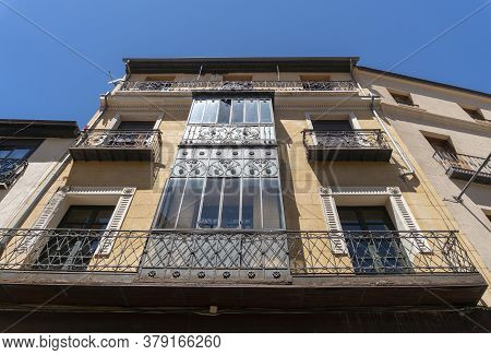 Upward View Of The Facade Of A Buildling In The City Of Salamanca, Spain