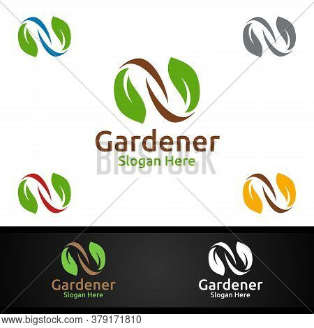 Infinity Gardener Logo With Green Garden Environment Or Botanical Agriculture