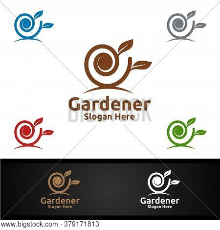 Gardener Care Logo With Green Garden Environment Or Botanical Agriculture