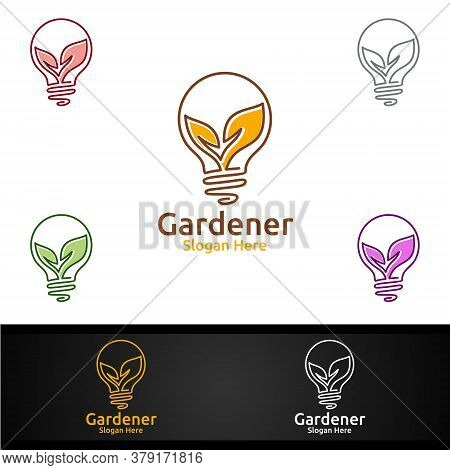 Idea Gardener Logo With Green Garden Environment Or Botanical Agriculture