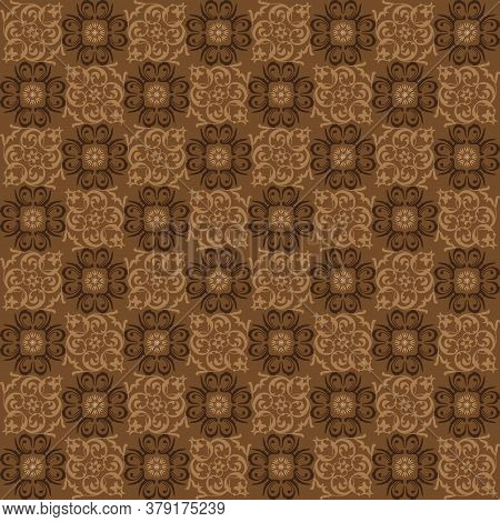 Simple Motifs In Parang Batik Style With Brown Background Design.