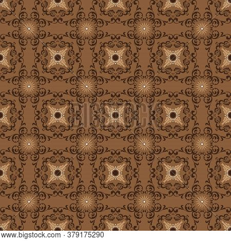 Elegant Batik Flower Patterns As A Traditional Java Clothes With Brown Color Design.