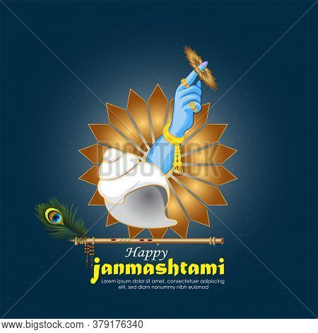 Vector Illustration Of Happy Janmashtami. Lord Krishna