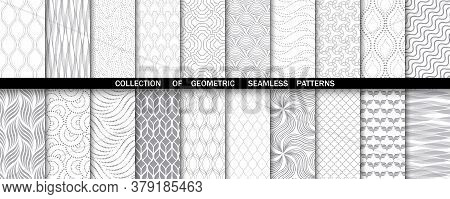 Geometric Set Of Seamless Gray And White Patterns. Simple Vector Graphics.