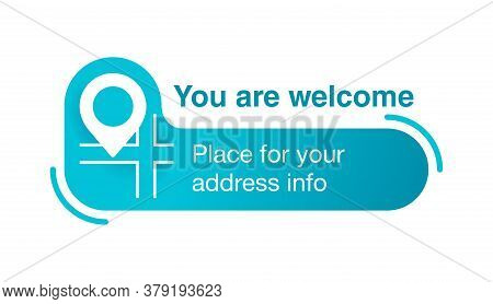 Address Block Template For Website Or Banner - Creative Decorated Catchy Frame With Geo Location Pin