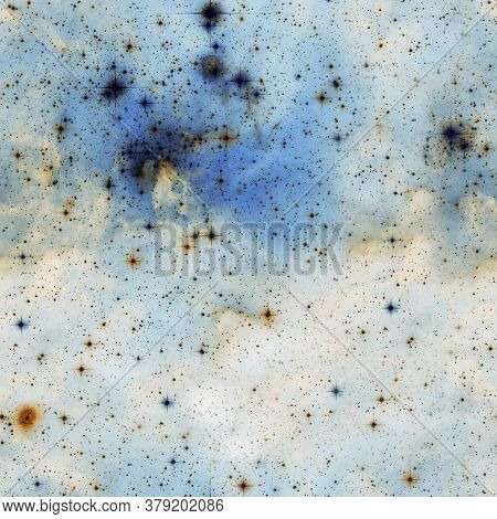Galaxy Pattern Repeated Design. Blue Abstract Background. Galaxy Pattern For Wrapping Paper, Fabric 