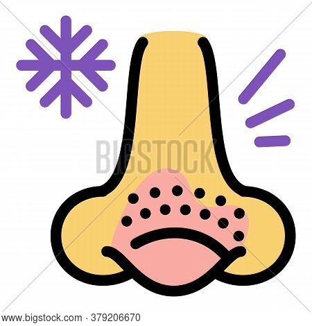 Nose Frostbite Icon. Outline Nose Frostbite Vector Icon For Web Design Isolated On White Background