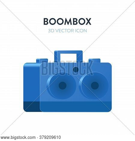 Boombox 3d Isometric Vector Icon. 3d Vector Illustration With Gradient Blue Color Of A Retro Sound P