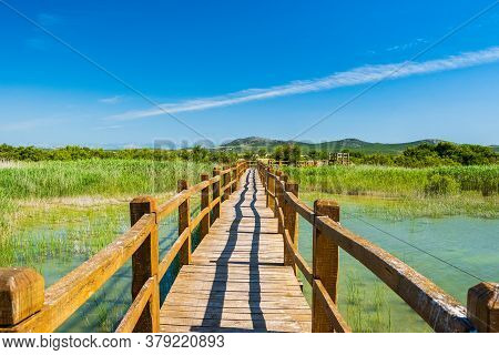 Wooden Path In Nature Park Vrana Lake (vransko Jezero), Dalmatia, Croatia, Beautiful Tourist Destina