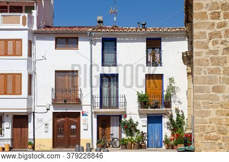 Aras De Los Olmos, Spain - June 29, 2020: View From The Empty Streets Of The Village In Summer After