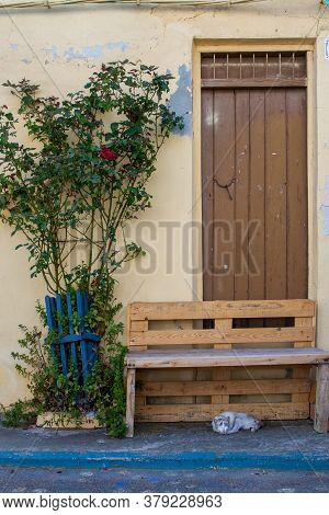 Aras De Los Olmos, Spain - June 29, 2020: View From The Empty Streets Of The Village In Summer After