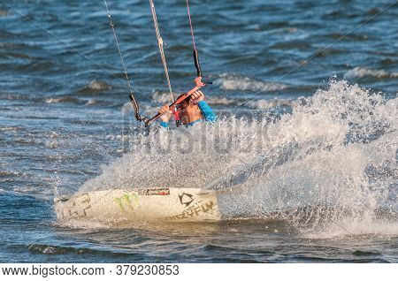 Walvis Bay, Namibia - June 8, 2011: A Windsurfer In The Lagoon In Walvis Bay On The Atlantic Ocean C