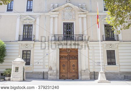 Valladolid, Spain - July 18th, 2020: Royal Palace Of Valladolid Facade. Currently Is The Headquarter