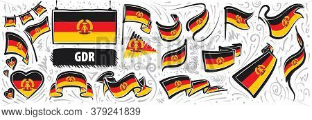 Vector Set Of The National Flag Of Gdr In Various Creative Designs