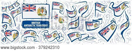 Vector Set Of The National Flag Of British Antarctic Territory