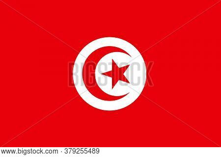 National Flag Of The Tunisia. The Main Symbol Of An Independent Country. An Attribute Of The Large S