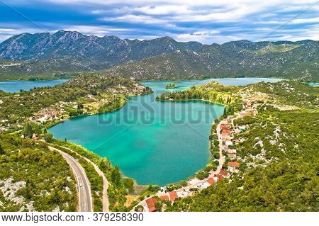 Bacina Lakes Landscape Aerial View, Southern Dalmatia Region Of Croatia