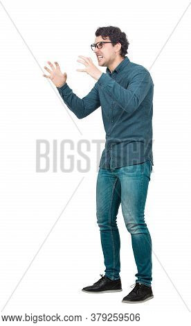 Angry Businessman, Boss Reacting Furious To His Employees Work, Clenching Teeth And Hands. Irritated