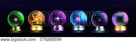 Magic Crystal Balls For Fortune Telling And Future Prediction, Glowing Glass Orbs With Plasma And My